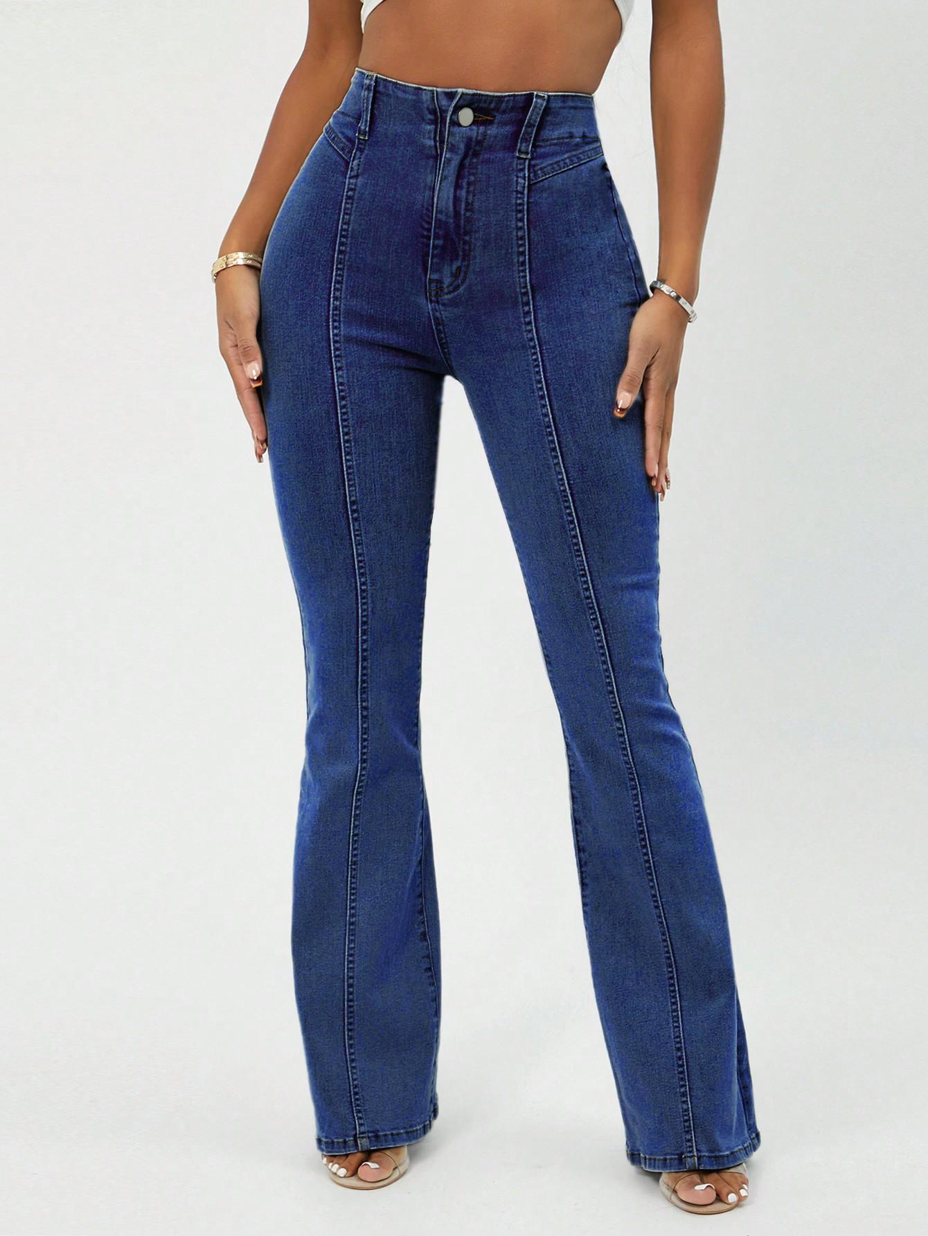 NIEBIESKIE SPODNIE JEANS DZWONY PRZESZYCIA