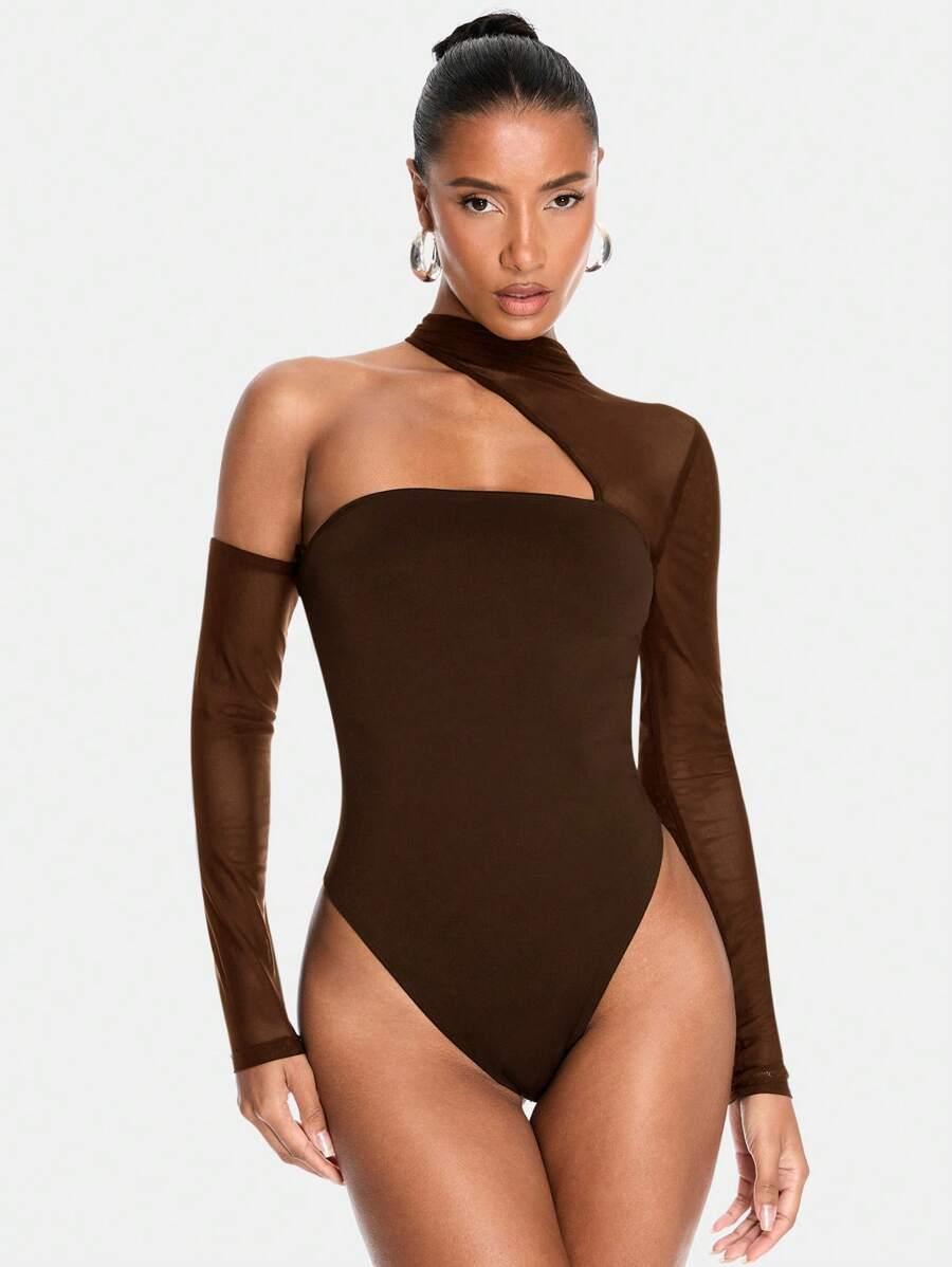 brązowe asymetryczne body
