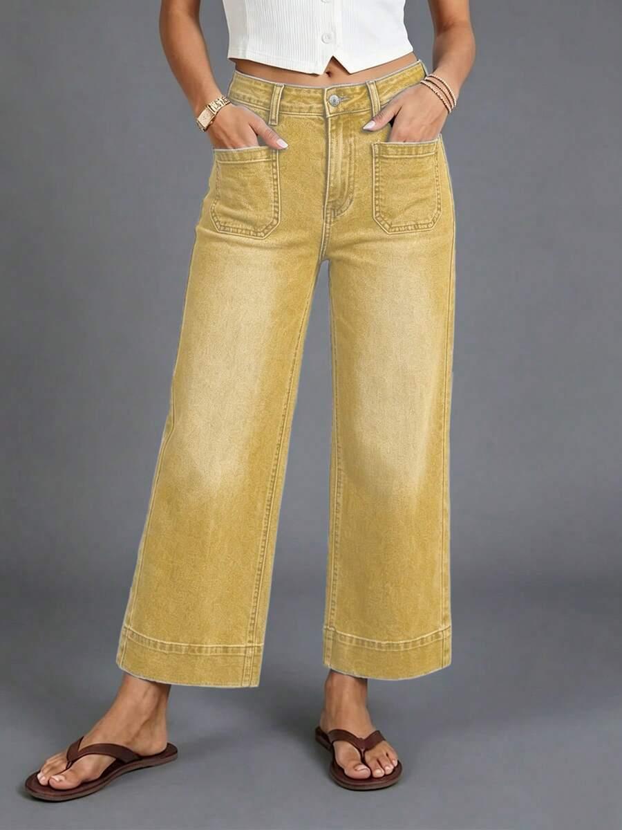 żółte spodnie jeans