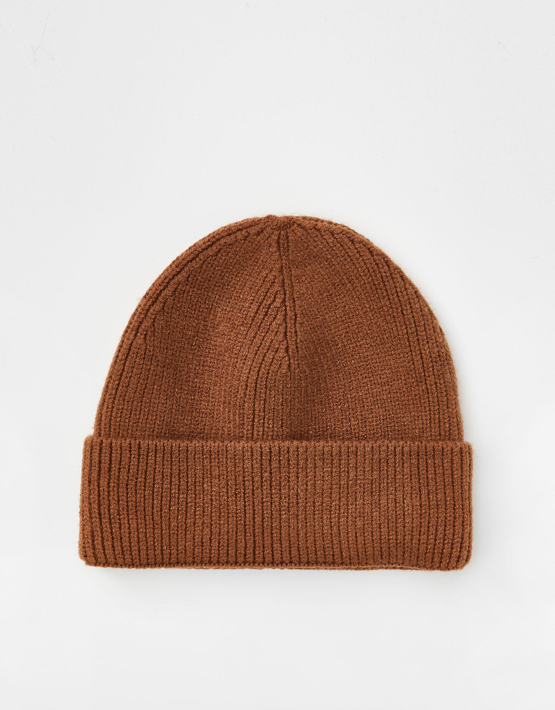 CZAPKA BEANIE BRĄZ prążki 