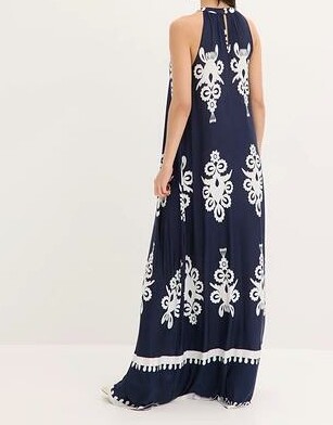 SUKIENKA BOHO MAXI Z OKRĄGŁYM DEKOLTEM
