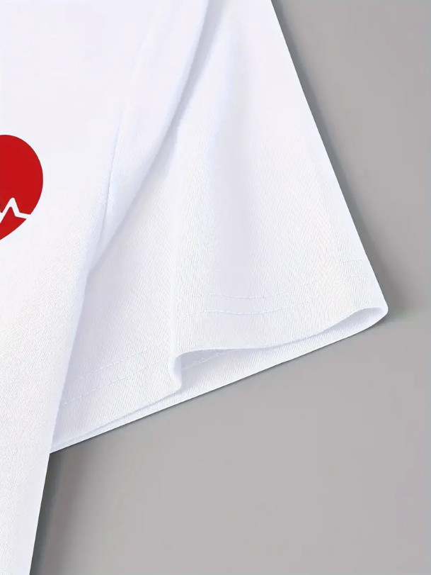 biała bluzka v-neck uniform kieszonki nadruk