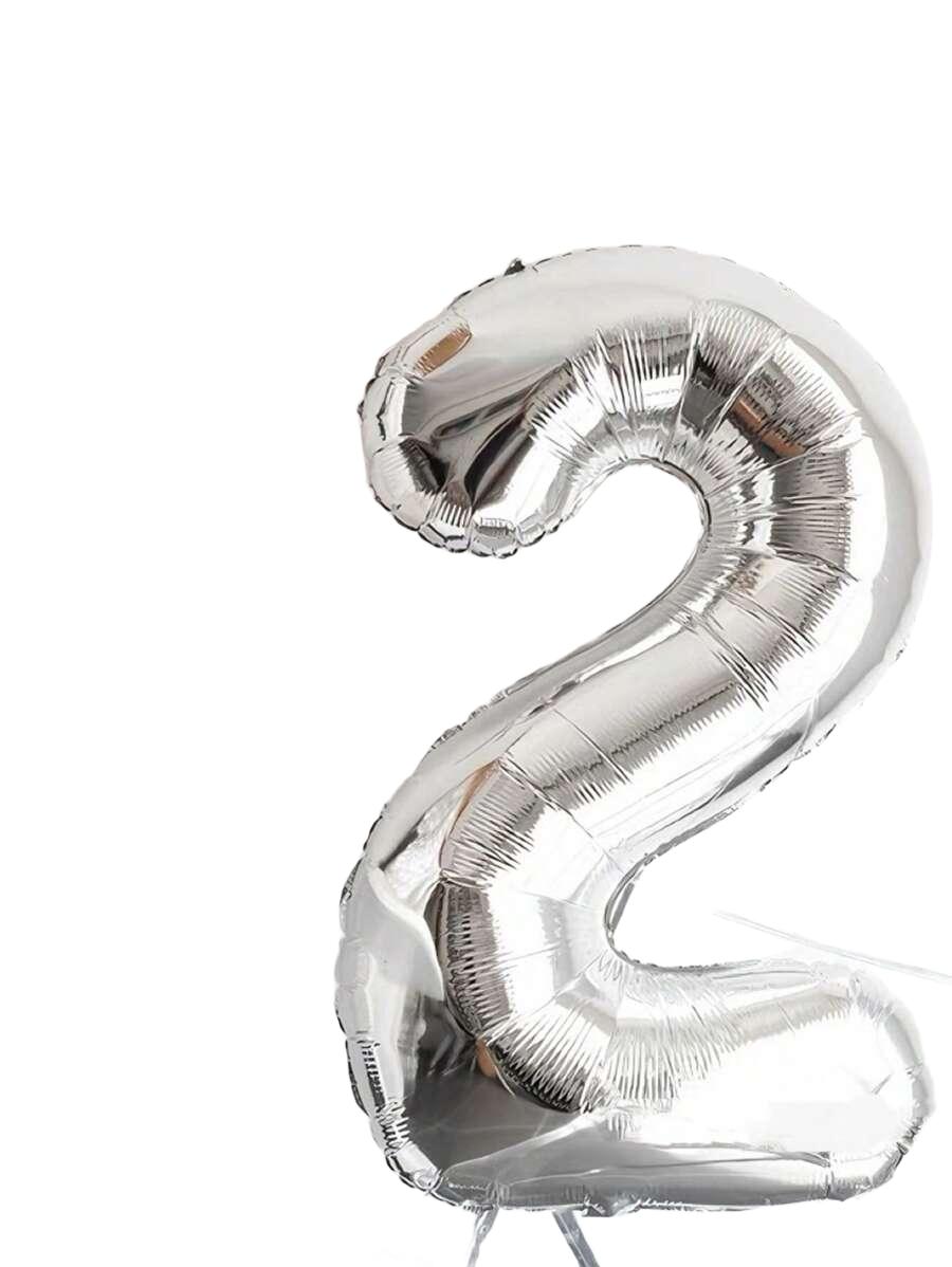 srebrny balon liczba 2