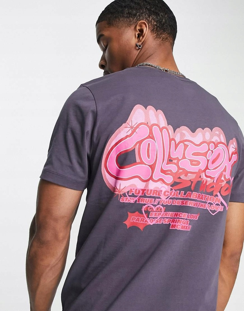 szary t-shirt nadruk