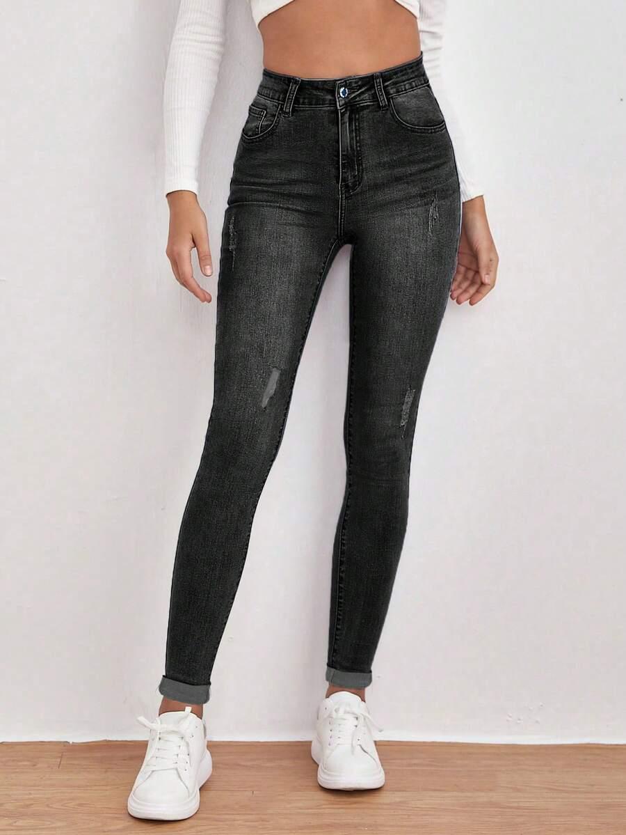 CZARNE SPODNIE JEANS