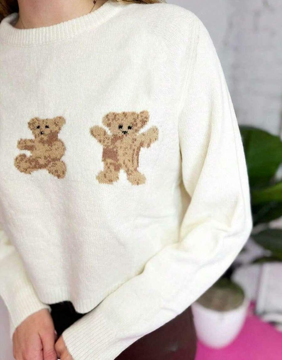 KLASYCZNY SWETER DAMSKI OKRĄGŁY DEKOLT DŁUGI RĘKAW