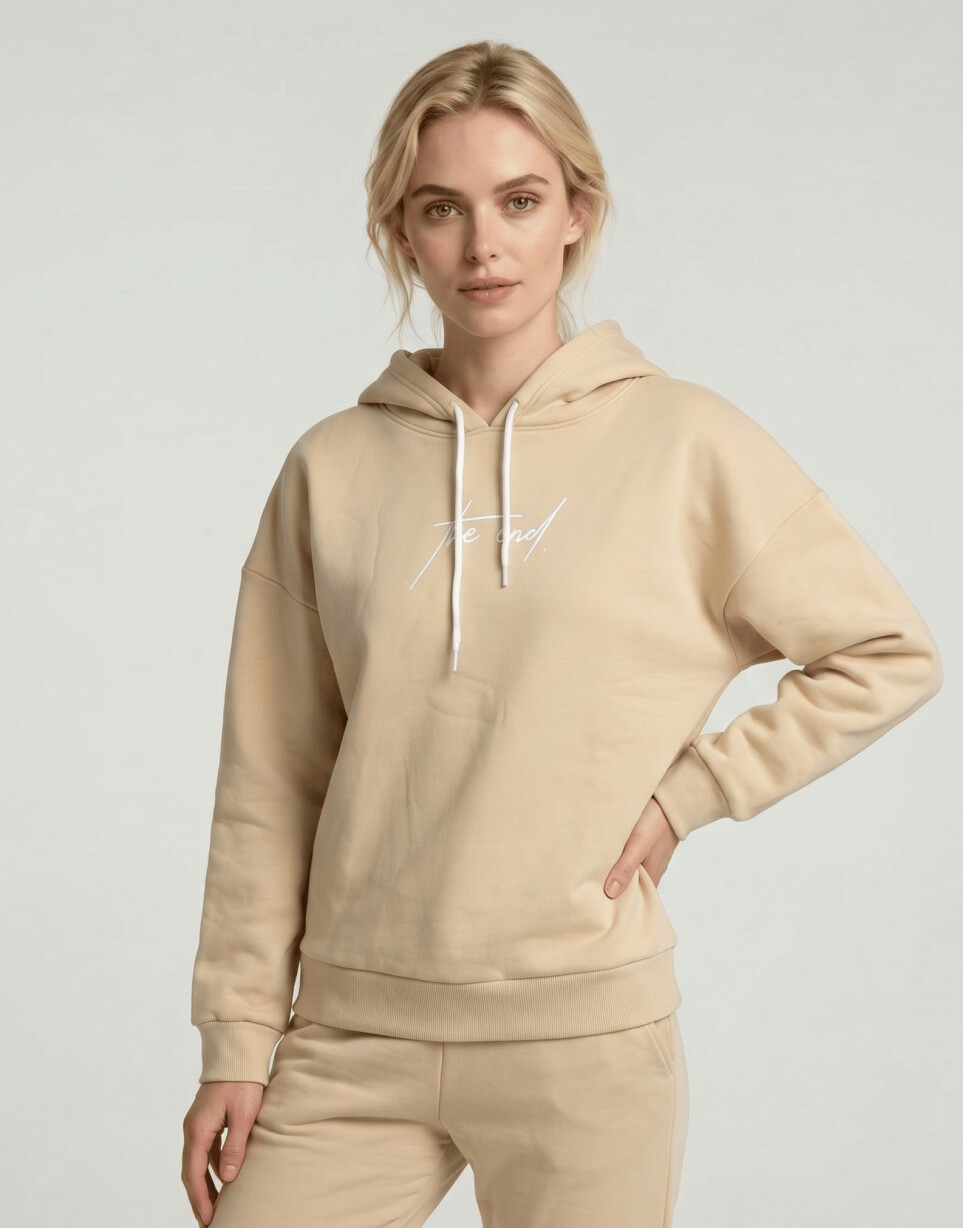 BEŻOWA BLUZA OVERIZE KAPTUR 