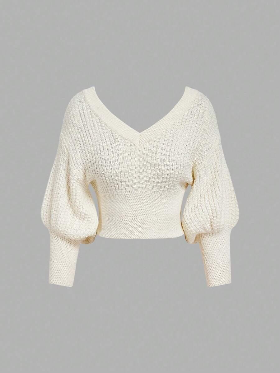 beżowy sweter v neck