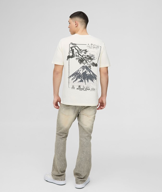 żółty t-shirt print okrągły dekolt 