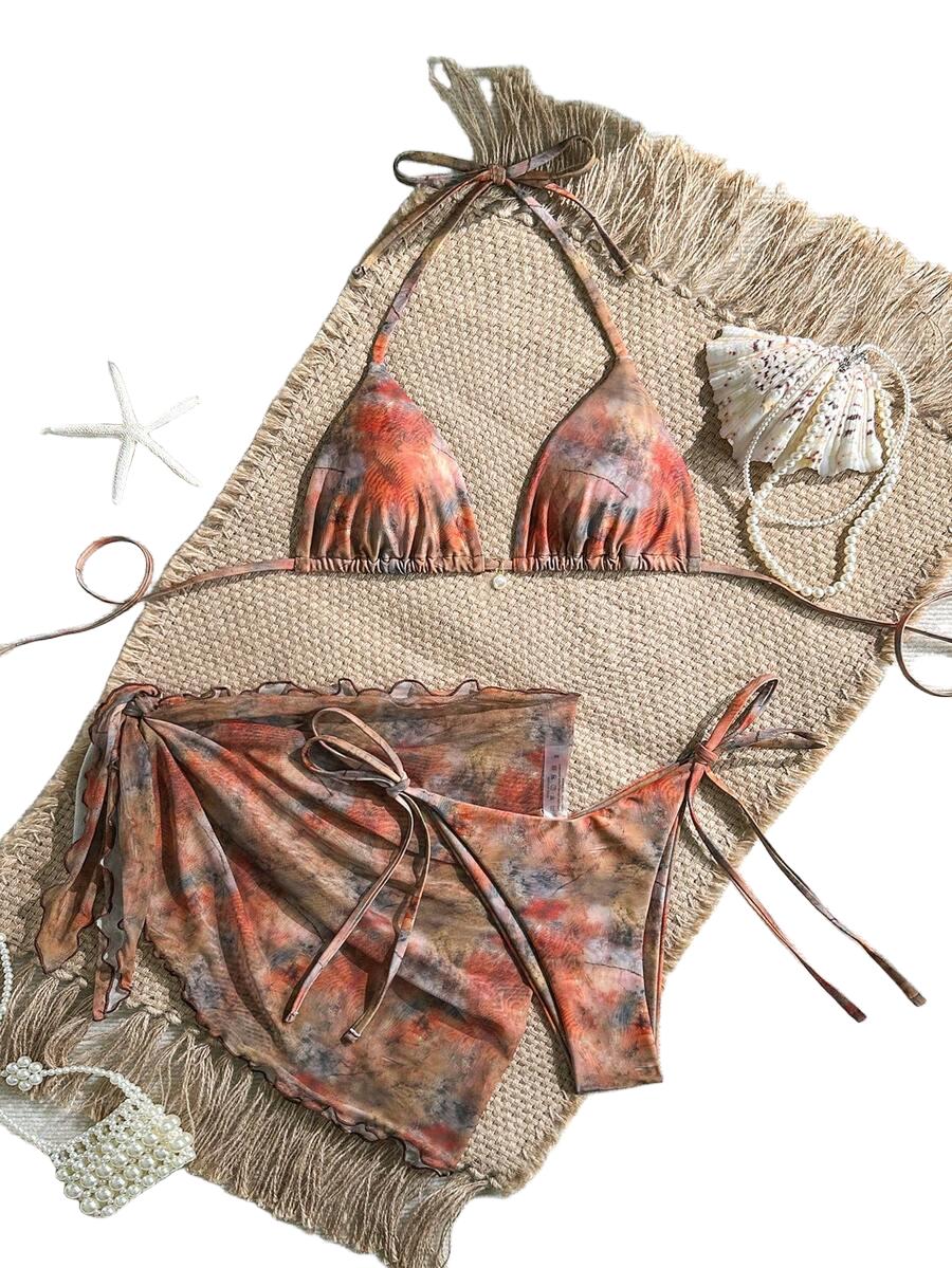 DWUCZĘŚCIOWY KOMPLET BIKINI Z CHUSTĄ
