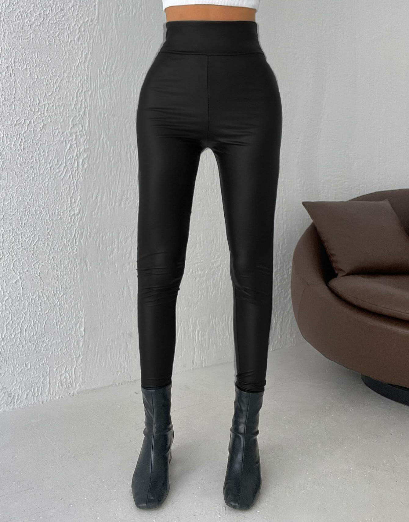 CZARNE LEGGINSY IMITACJA SKÓRY