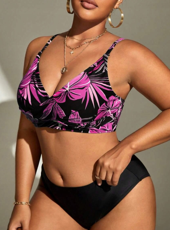 góra od bikini wzór roślinny 