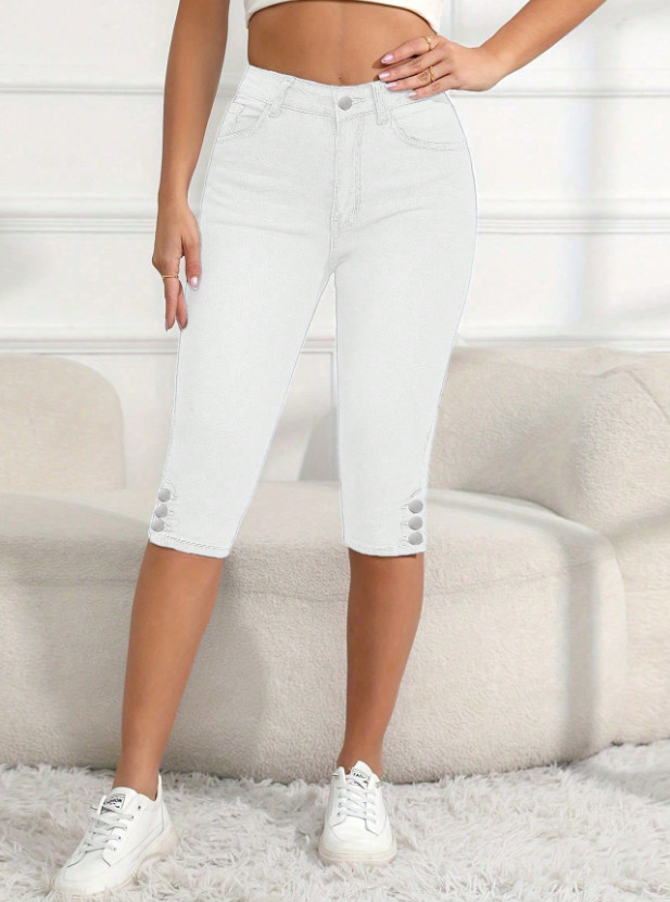 białe spodnie jeans rybaczki
