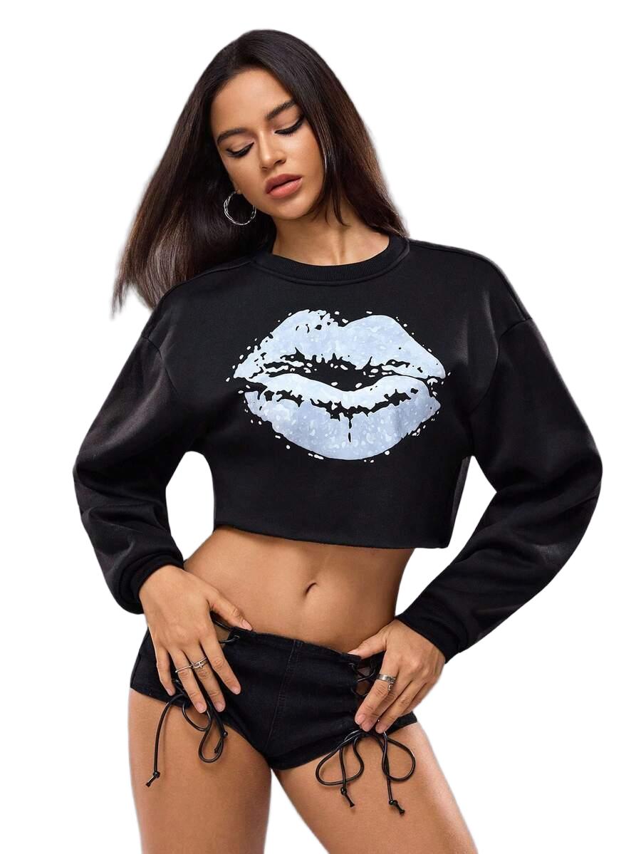 KRÓTKA BLUZA Z NADRUKIEM