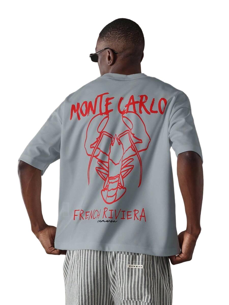 T-SHIRT MĘSKI Z NADRUKIEM NA PLECACH 