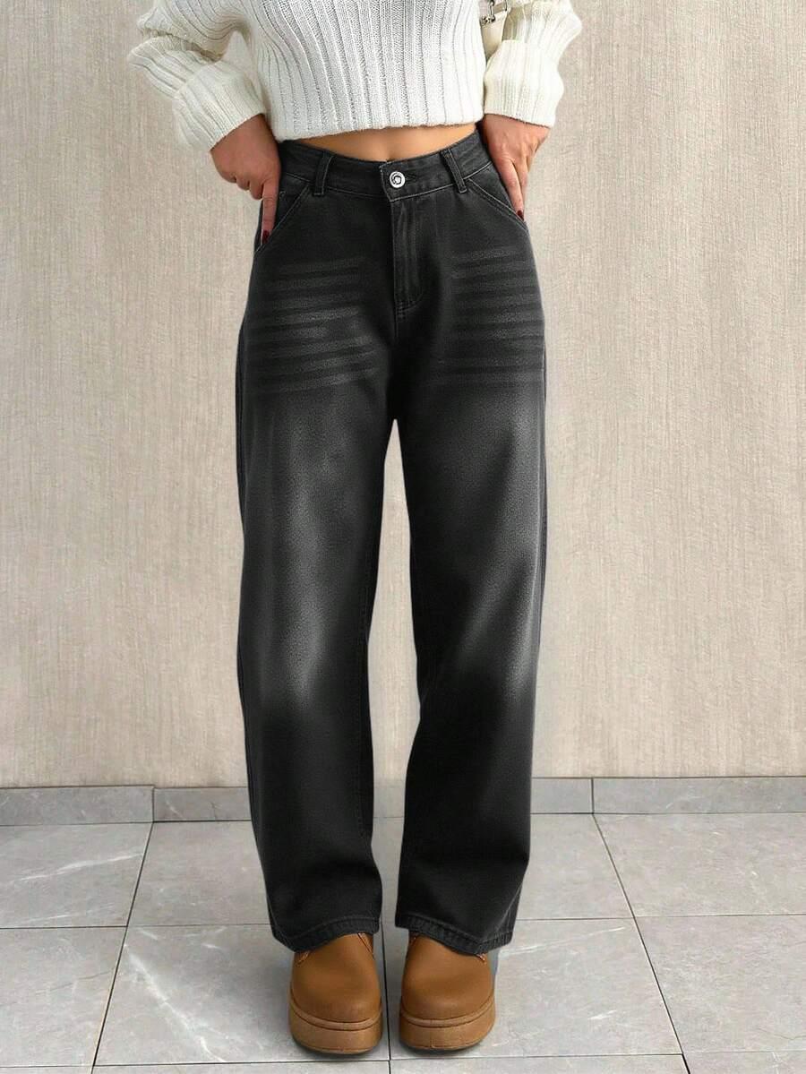CZARNE SPODNIE PROSTE JEANS