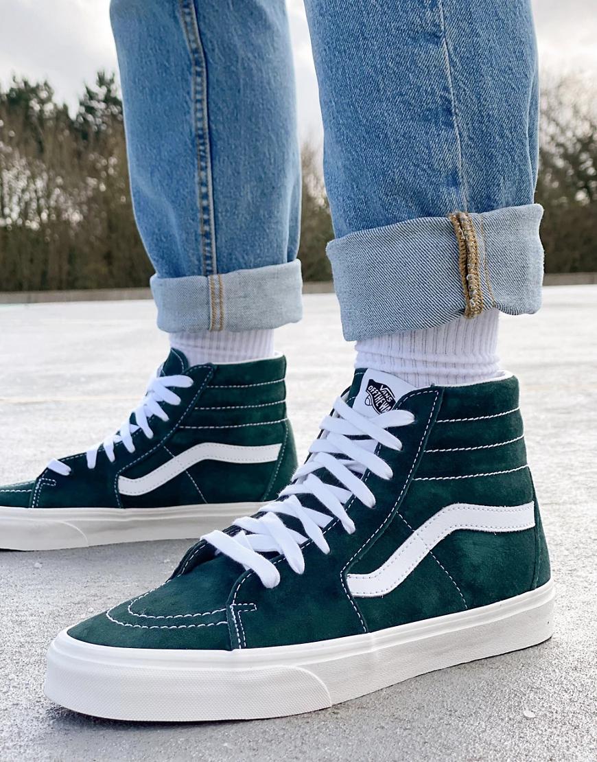 SK8-HI WYSOKIE ZIELONE BUTY SPORTOWE SKÓRA NATURALNA