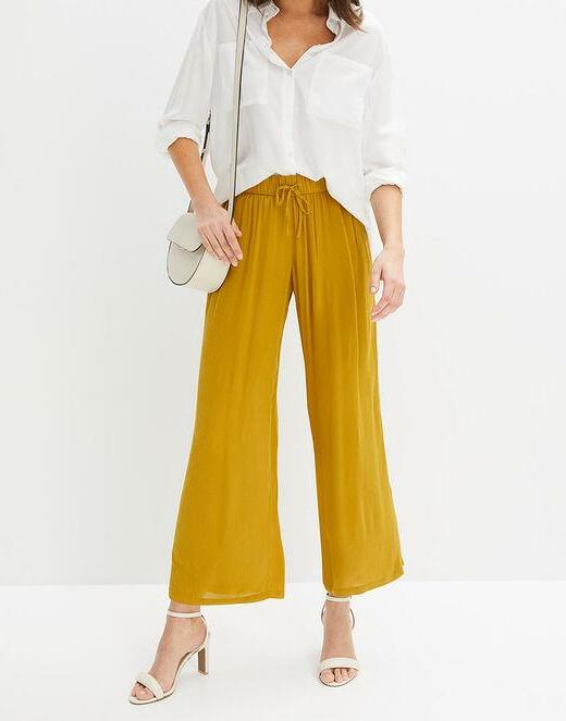 SPODNIE DAMSKIE CASUAL KULOTY 7/8 ŚREDNI STAN