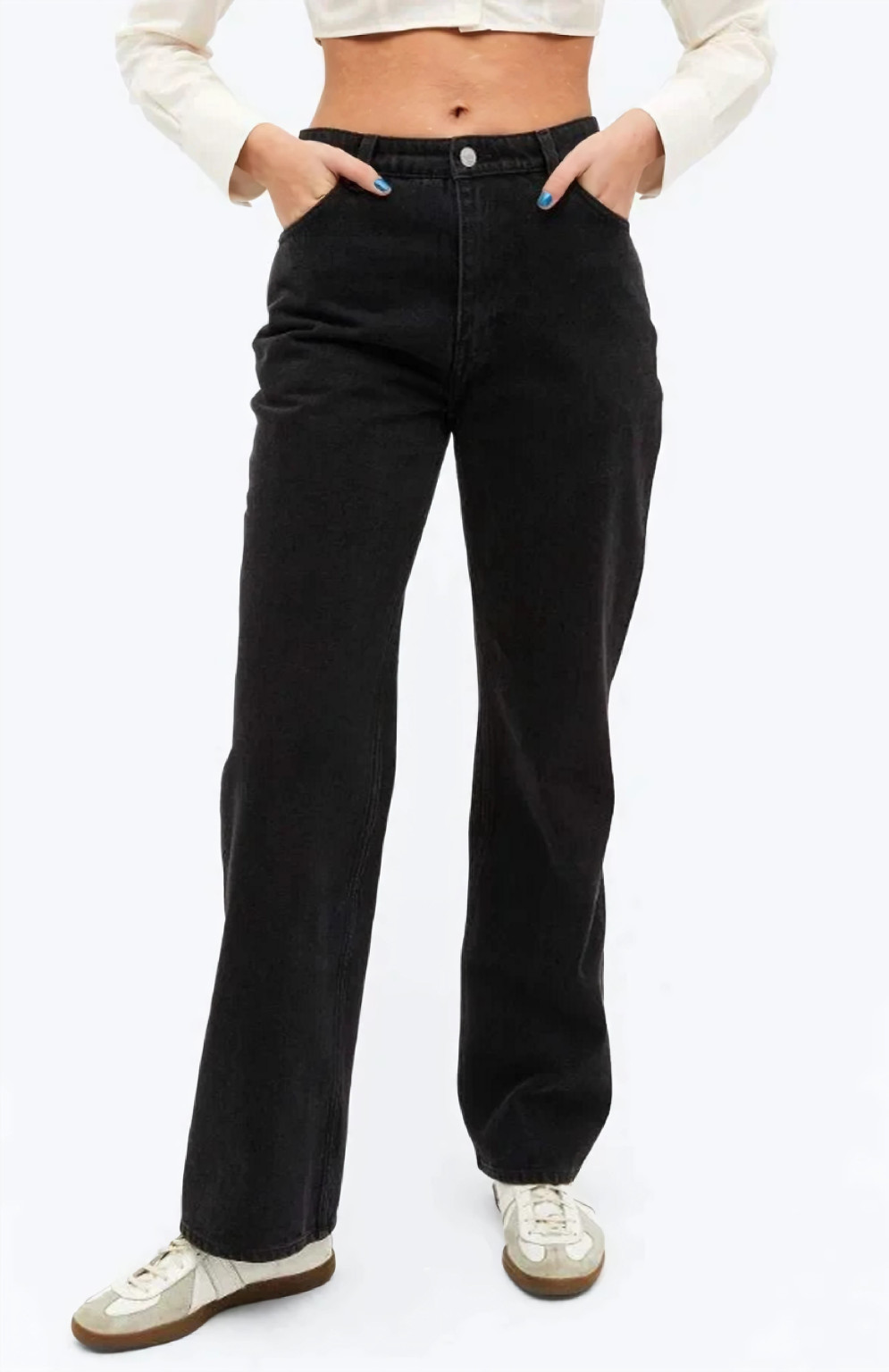 CZARNE PROSTE SPODNIE JEANS