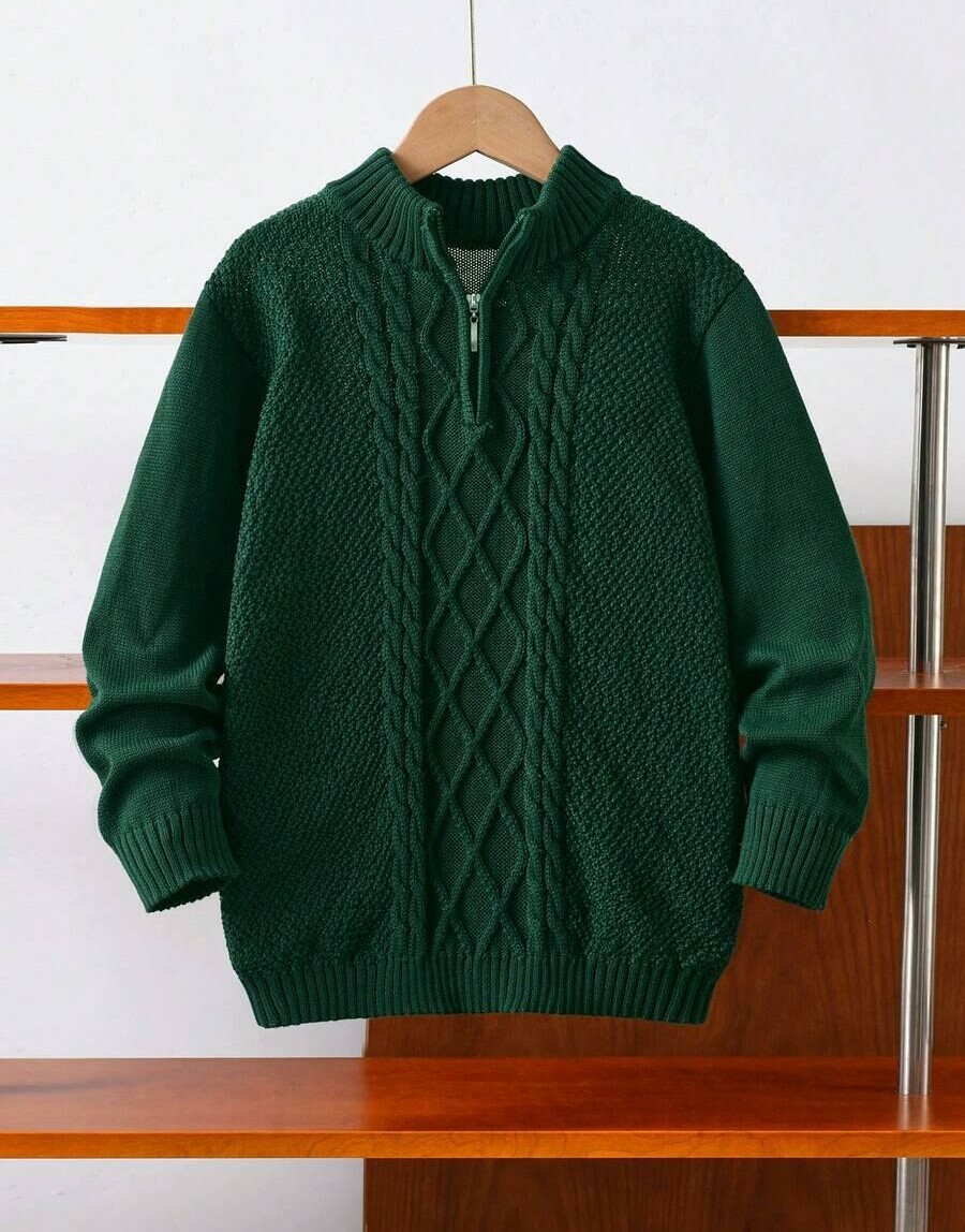 zielony sweter splot zamek