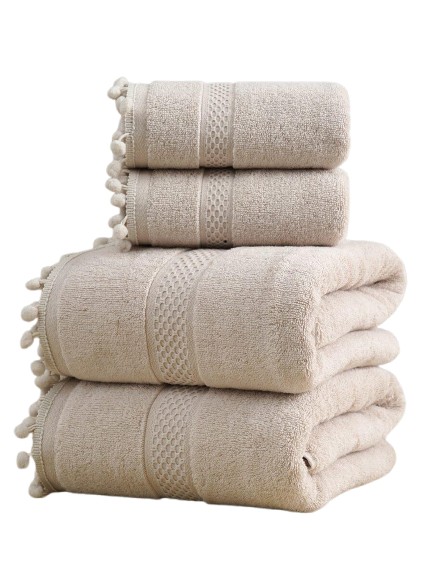 BEŻOWY RĘCZNIK FRĘDZLE 2-pack