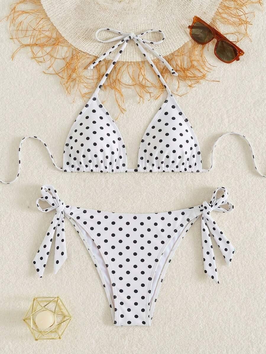 DWUCZĘŚCIOWY STRÓJ KĄPIELOWY WZÓR GROSZKI