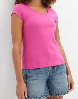 T-SHIRT DAMSKI BAWEŁNIANY Z DEKOLDEM