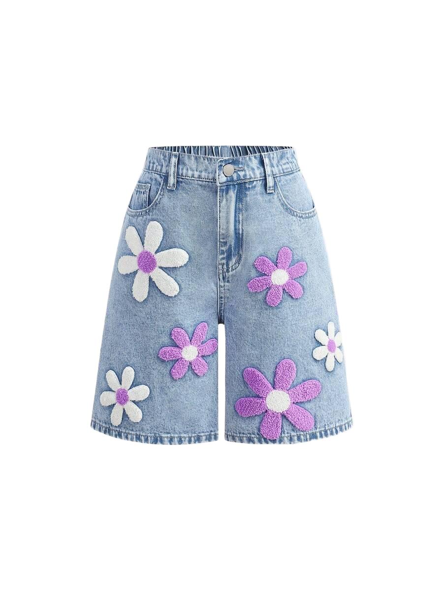 BERMUDY JEANSOWE Z KWIATAMI