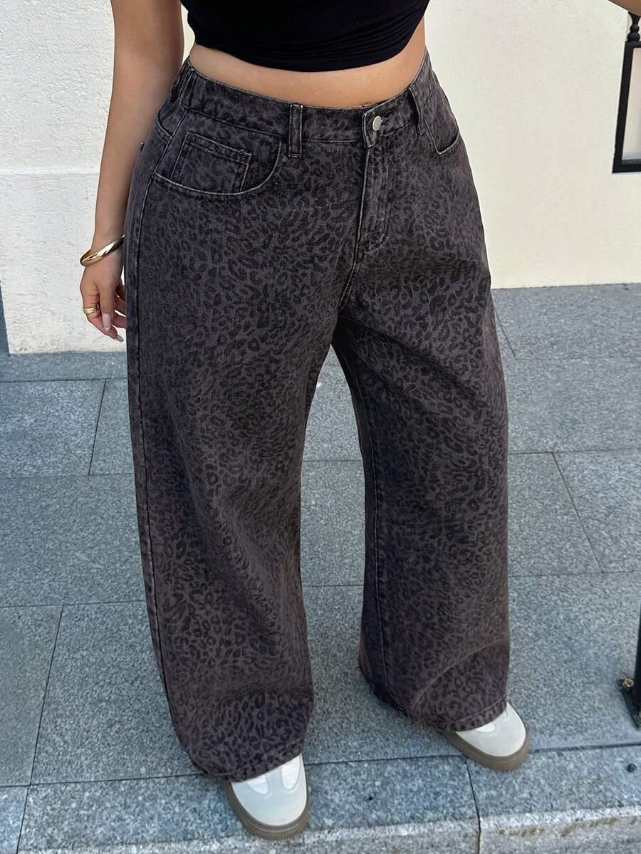 spodnie jeans print
