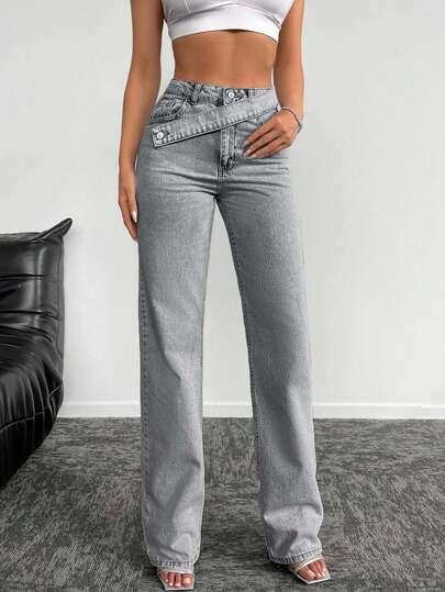 SZARE SPODNIE JEANS 