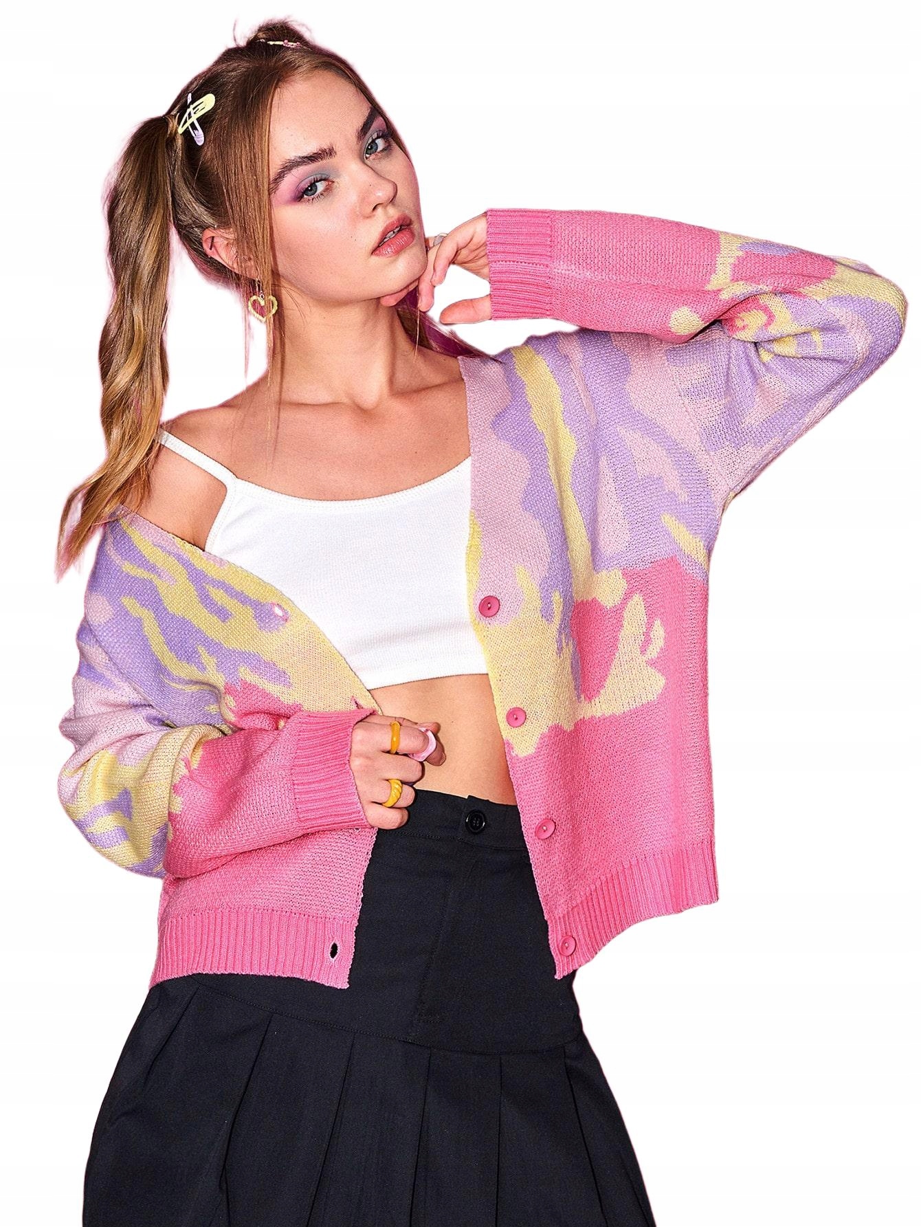 DZIANINOWY SWETER GUZIKI 