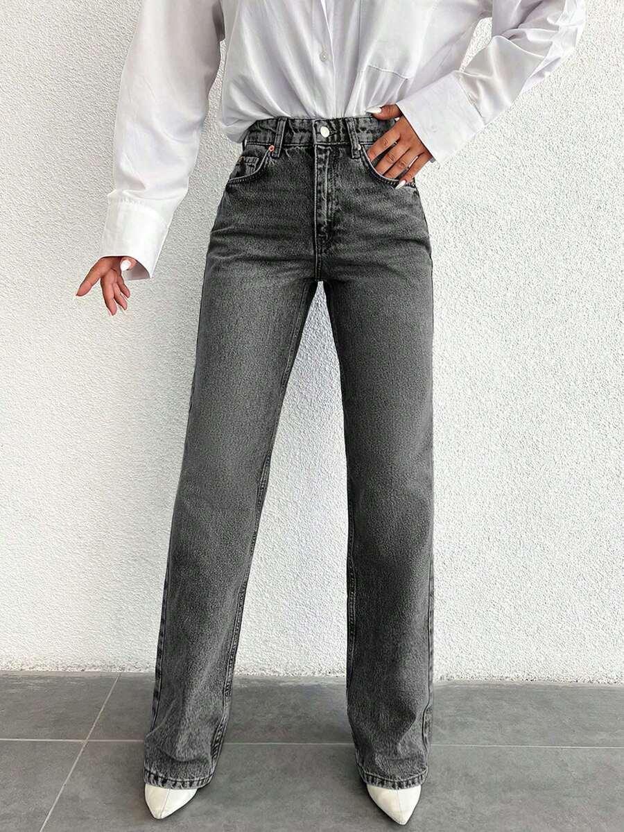 SZARE SPODNIE JEANS