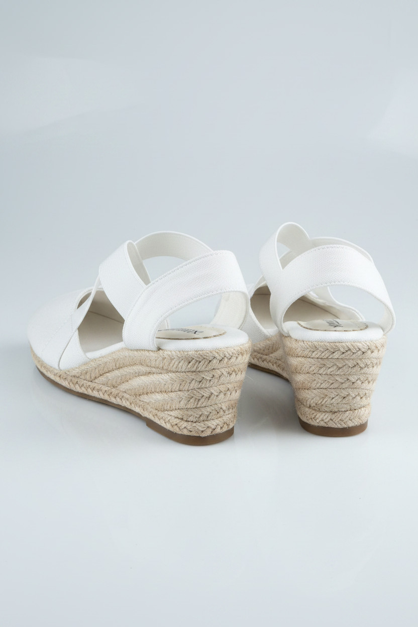 białe czółenka espadryle koturn