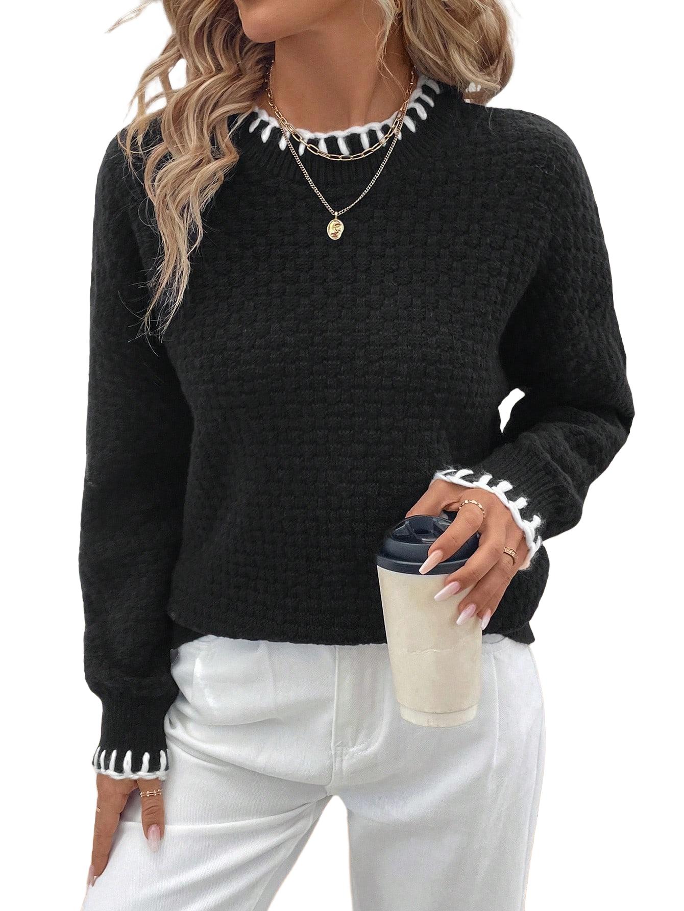 SWETER DAMSKI REGULAR OKRĄGŁY DEKOLT 