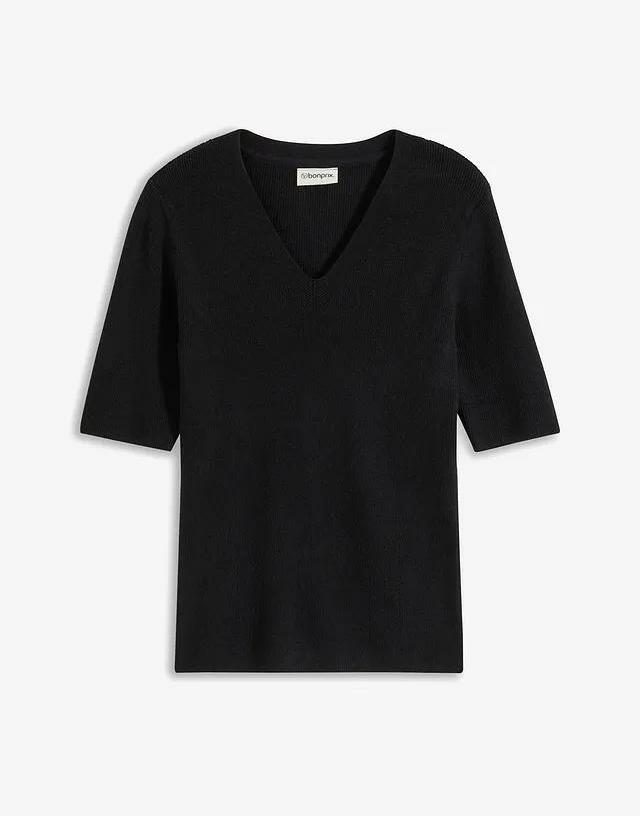 SWETER DAMSKI DEKOLT V KRÓTKI RĘKAW