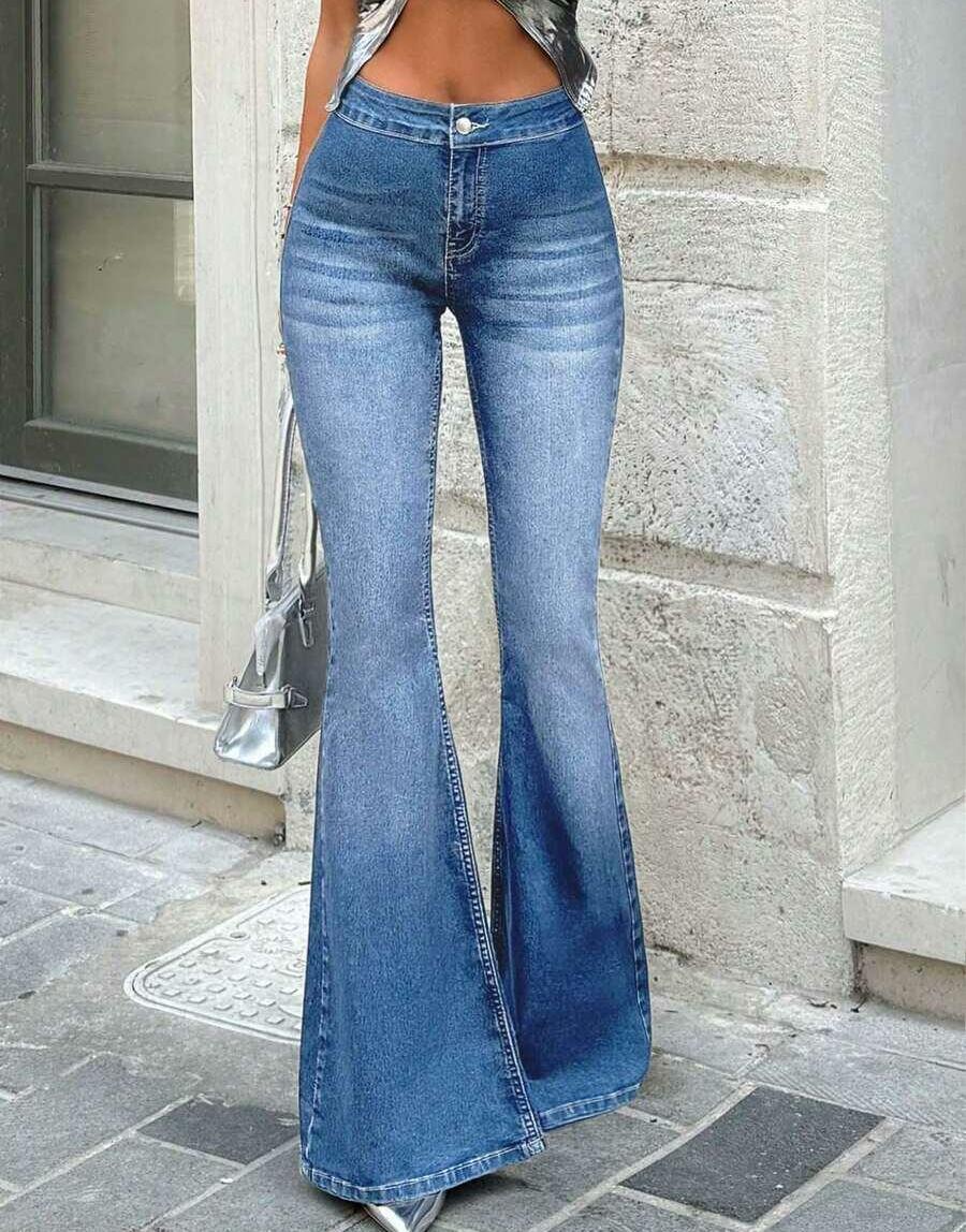 NIEBIESKIE SPODNIE JEANS DZWONY