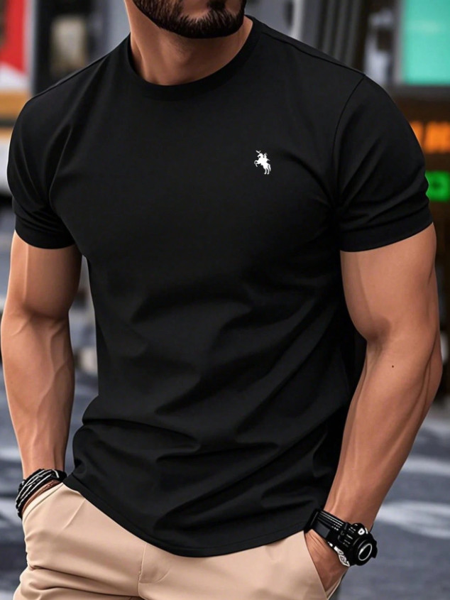 CZARNY T-SHIRT CASUAL