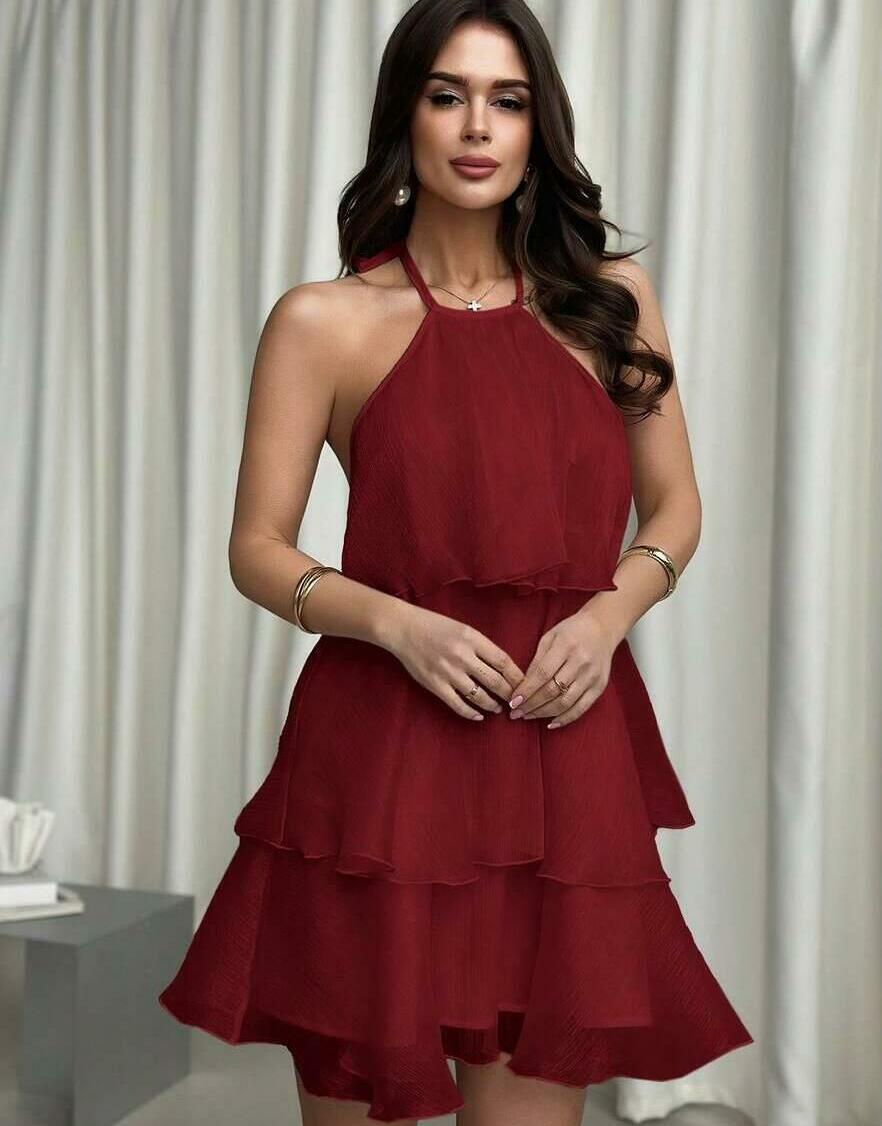 CZERWONA MinI SUKIENKA ODKRYTE PLECY