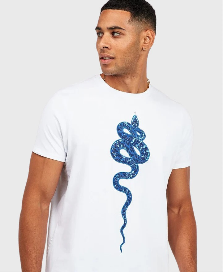 biały klasyczny t0shirt print wąż