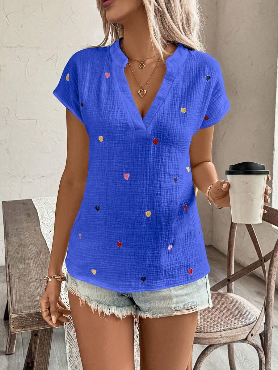 NIEBIESKA BLUZKA V-NECK