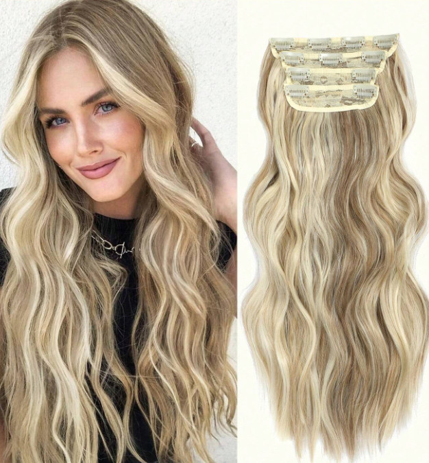 BLOND KLIPSY Z WŁOSÓW SYNTETYCZNYCH