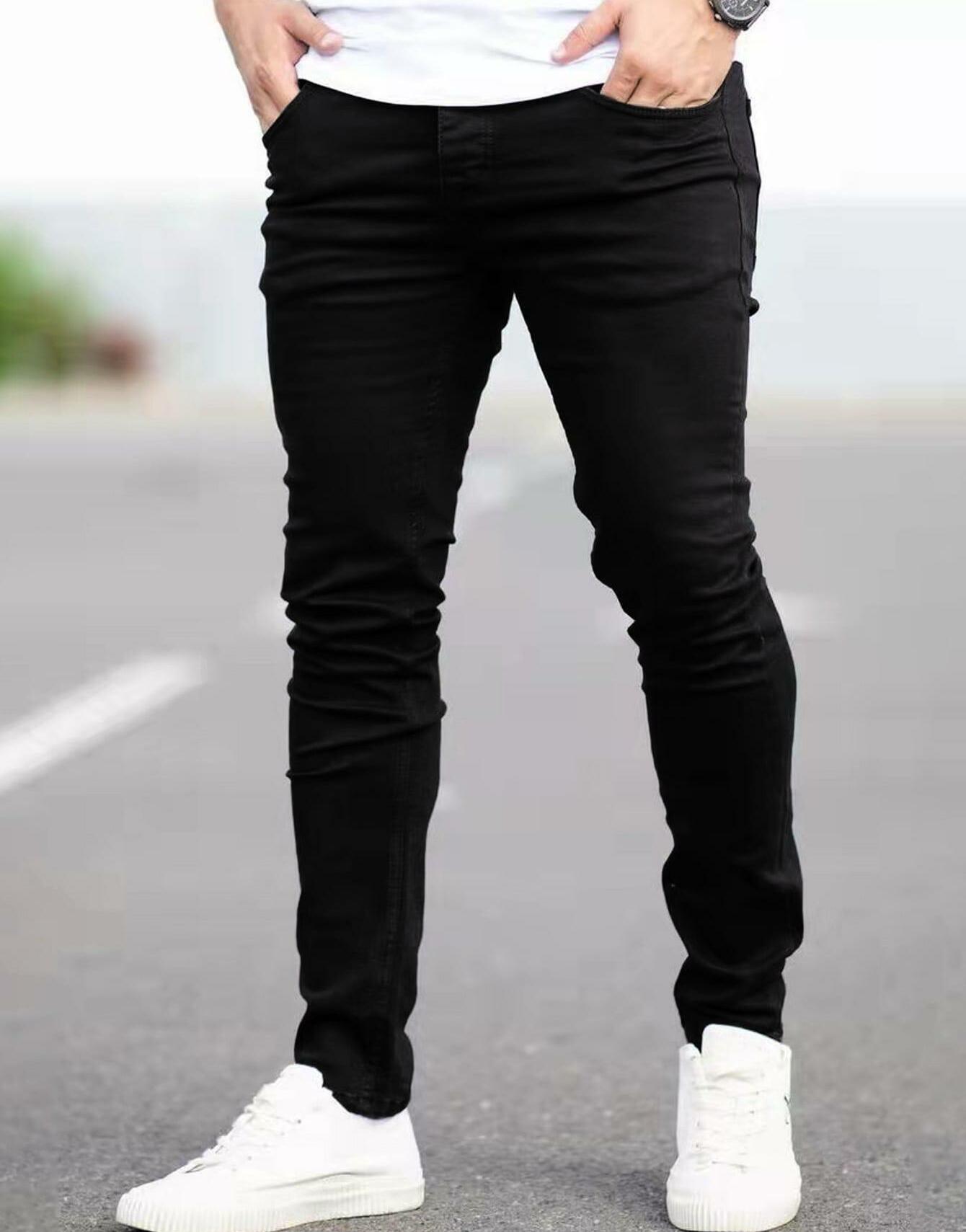 CZARNE SPODNIE  JEANS ZAMEK