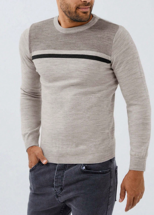 SWETER paski kontrast  DŁUGI RĘKAW