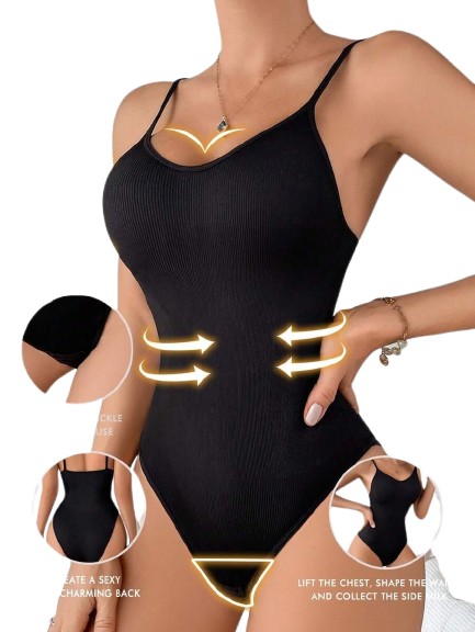 CZARNE PRĄŻKOWANE BODY NA RAMIĄCZKACH 