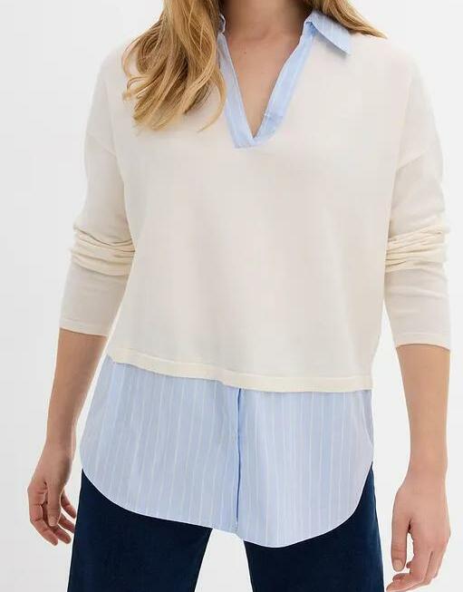 SWETER Z KOSZULOWĄ WSTAWKĄ
