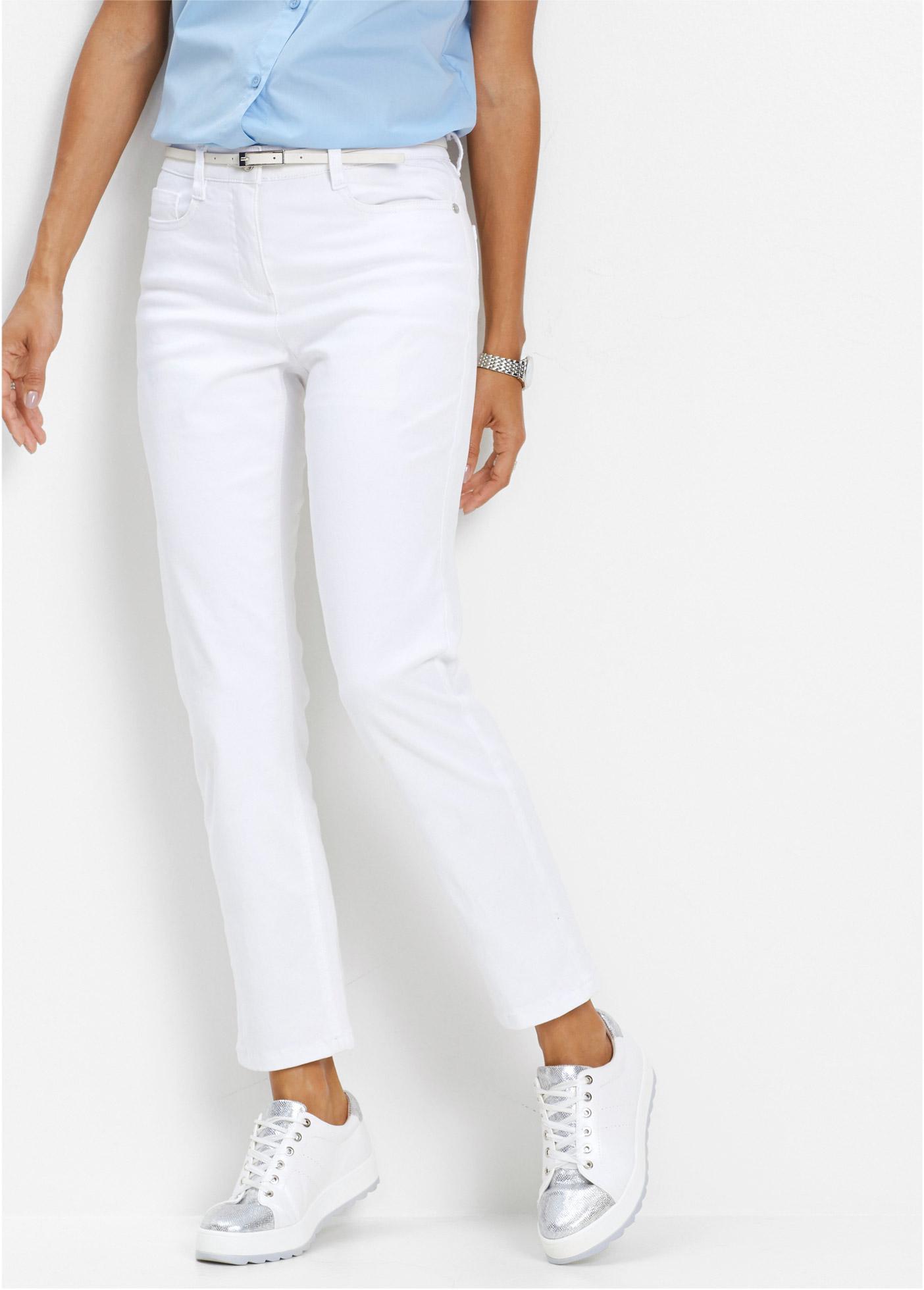 BIAŁE SPODNIE JEANS KIESZENIE