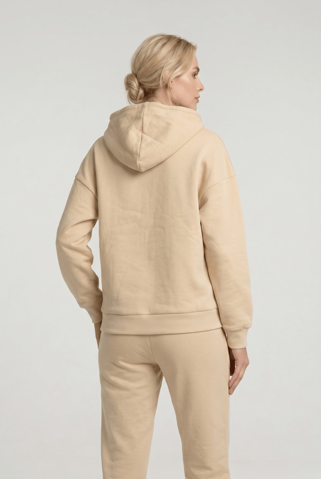 BEŻOWA BLUZA OVERIZE KAPTUR 