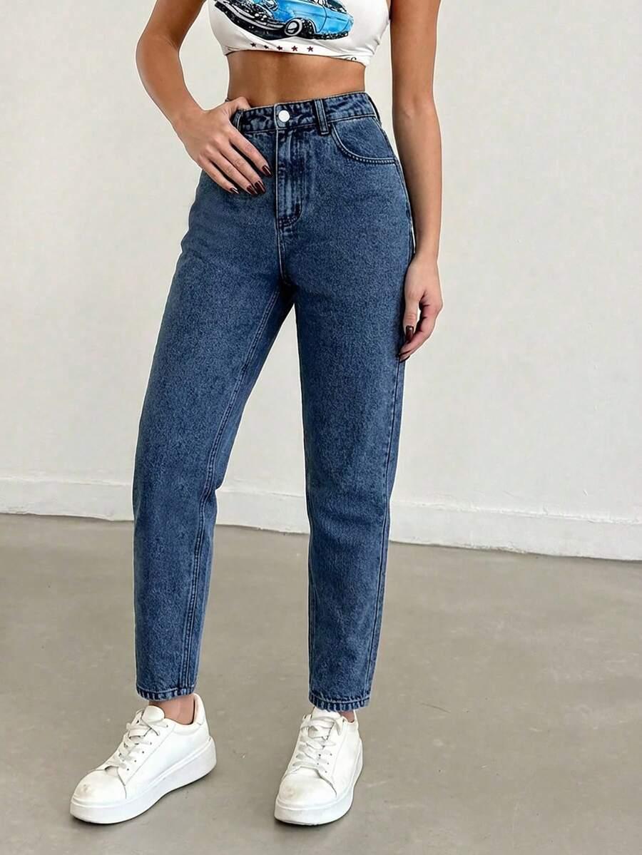 GRANATOWE SPODNIE JEANS