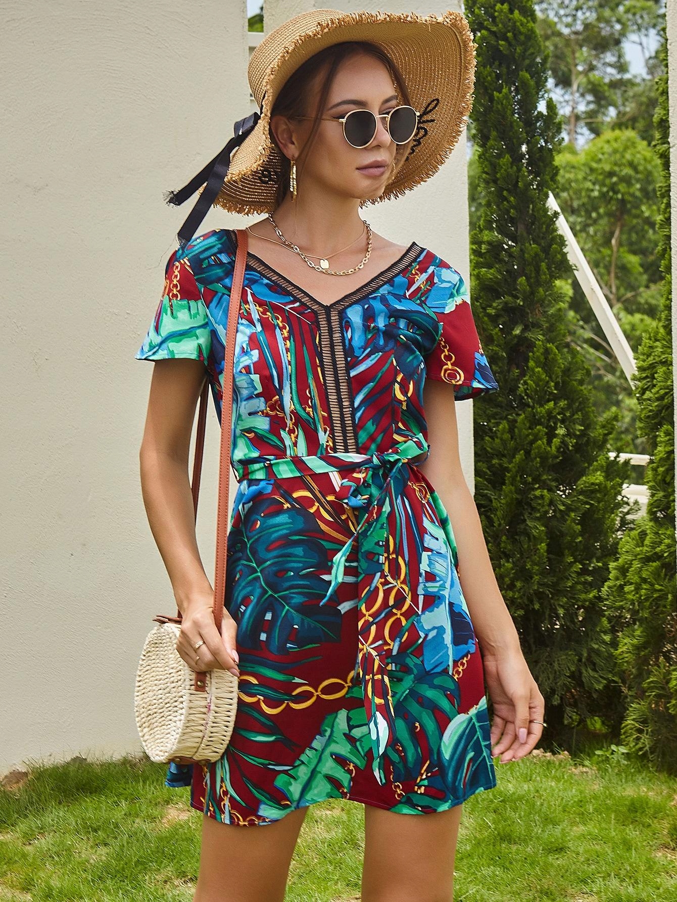SUKIENKA V-NECK PRINT