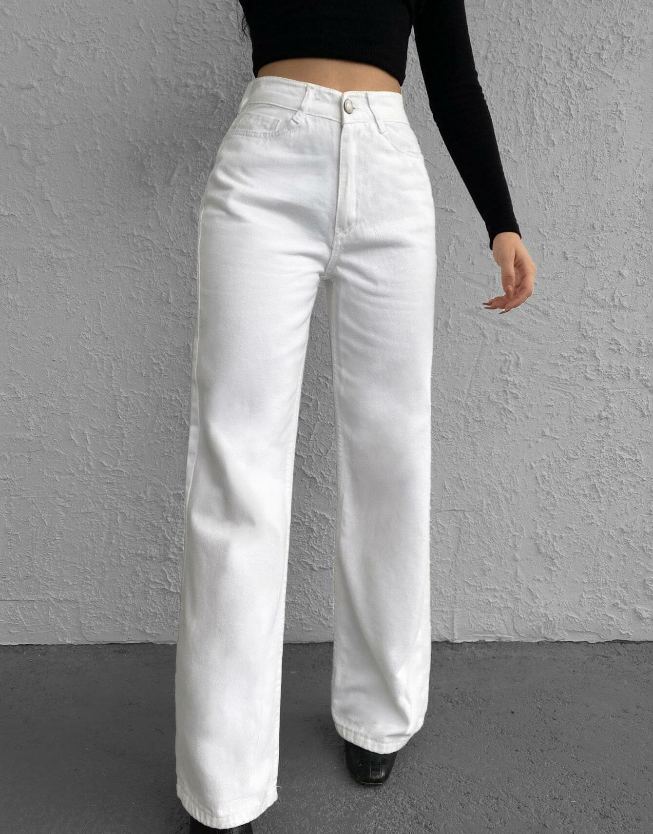 BIAŁE SPODNIE JEANS